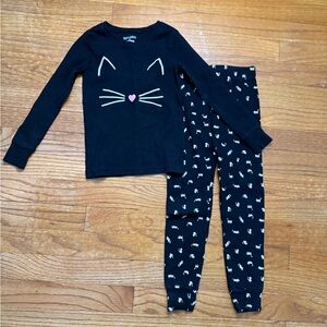 Black Cat Print Kids Pajamas